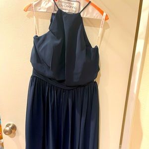 Chiffon navy floor length dress